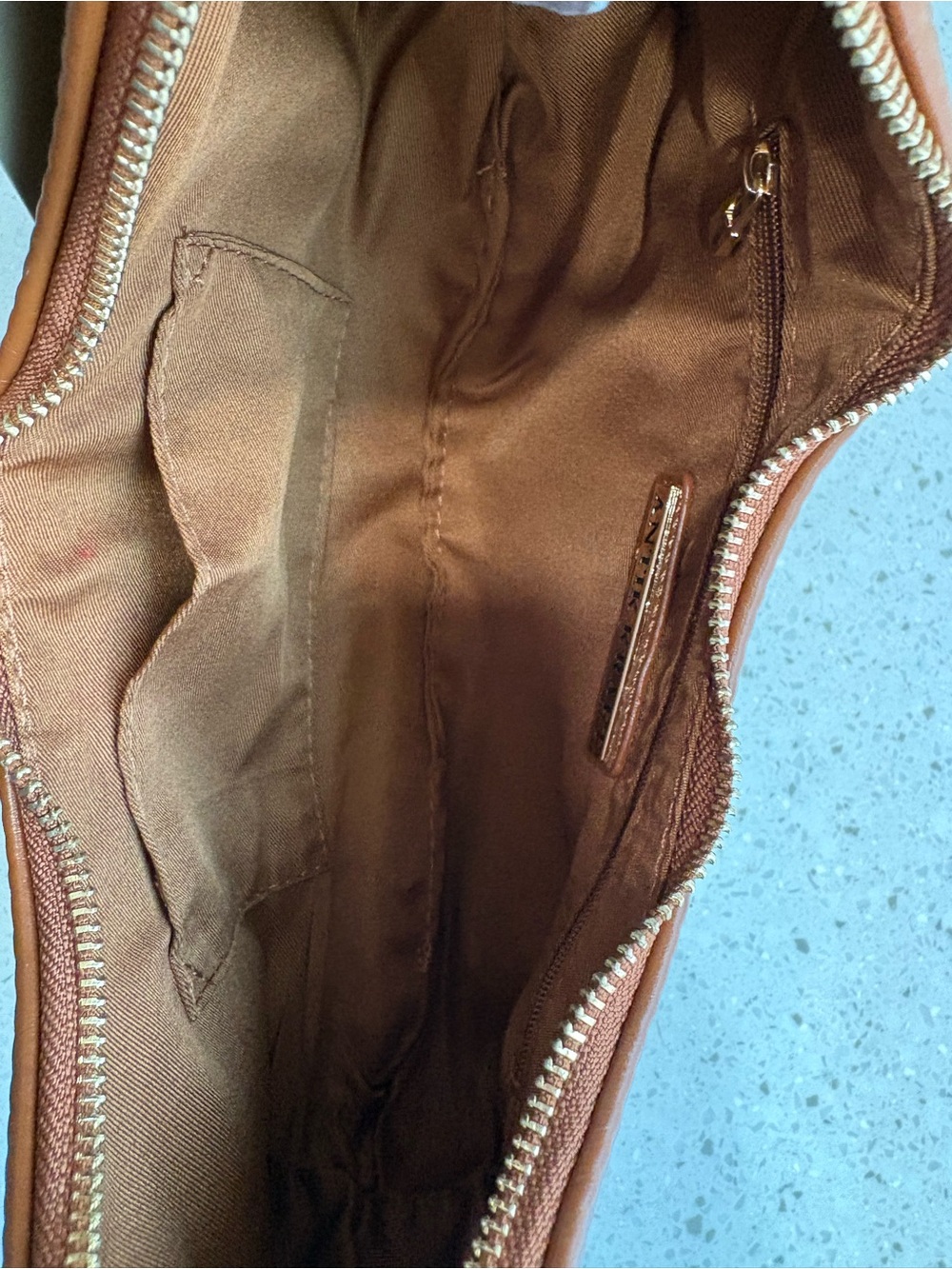 NWT Antik Kraft The Bellamy- Tan Crescent Shoulder Bag with Braided Handle - Picture 11 of 11